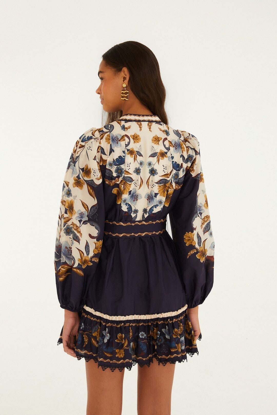 Young Ideas & Henmores -Golden Nature Mini Dress -Navy Blue -XS