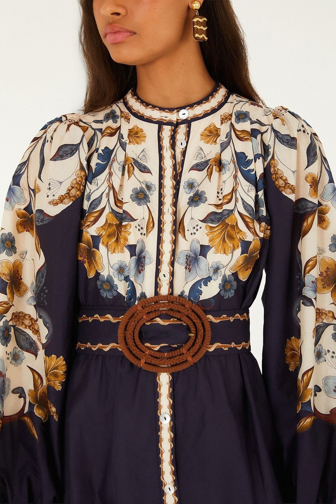 Young Ideas & Henmores -Golden Nature Mini Dress -Navy Blue -XS