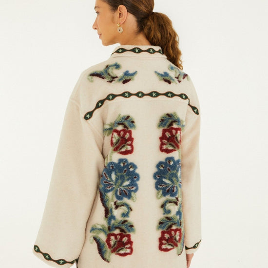 Young Ideas & Henmores -Lunar Boho Cropped Fleece Coat -L0088 Cream -XXS