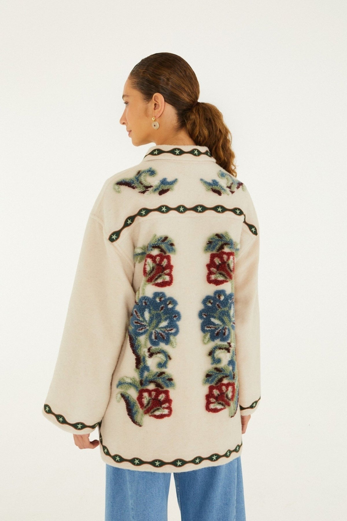 Young Ideas & Henmores -Lunar Boho Cropped Fleece Coat -L0088 Cream -XXS