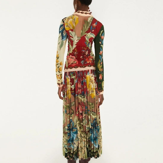 Young Ideas & Henmores -Lunar Boho Multicolor Midi Skirt -26062 Red Multicolor -XS