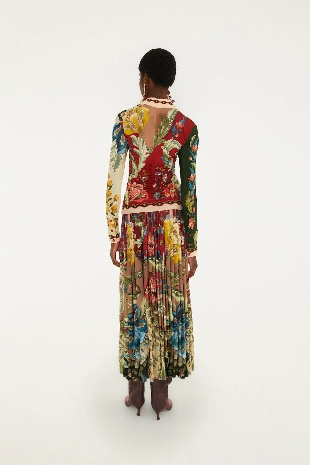 Young Ideas & Henmores -Lunar Boho Multicolor Midi Skirt -26062 Red Multicolor -XS