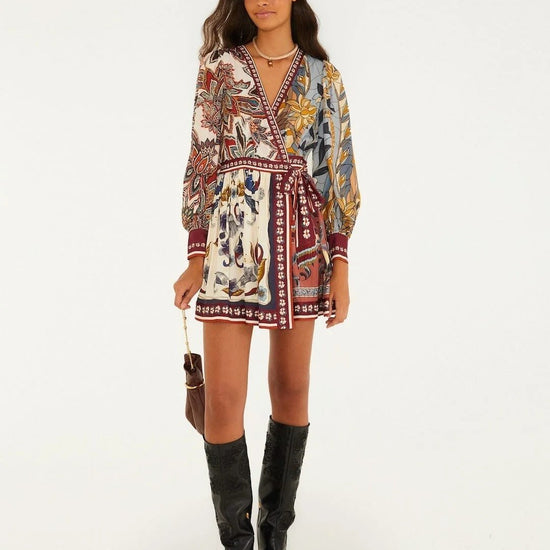 Young Ideas & Henmores -Stained Glass Mini Dress -Soft Blue Mixed -XS