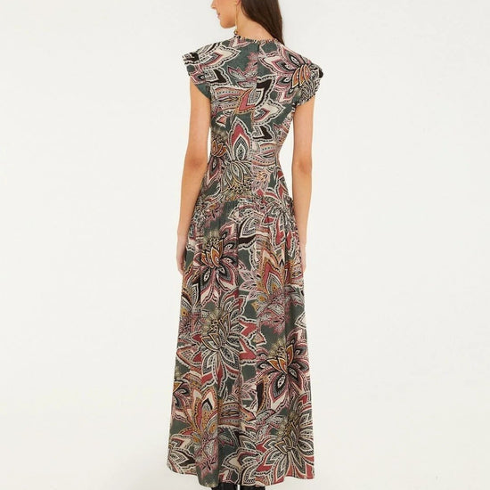 Young Ideas & Henmores -Tapestry Flowers Sleveless Maxi Dress -26089 Dark Green -XS