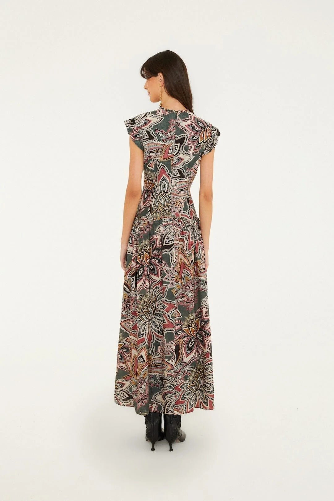 Young Ideas & Henmores -Tapestry Flowers Sleveless Maxi Dress -26089 Dark Green -XS