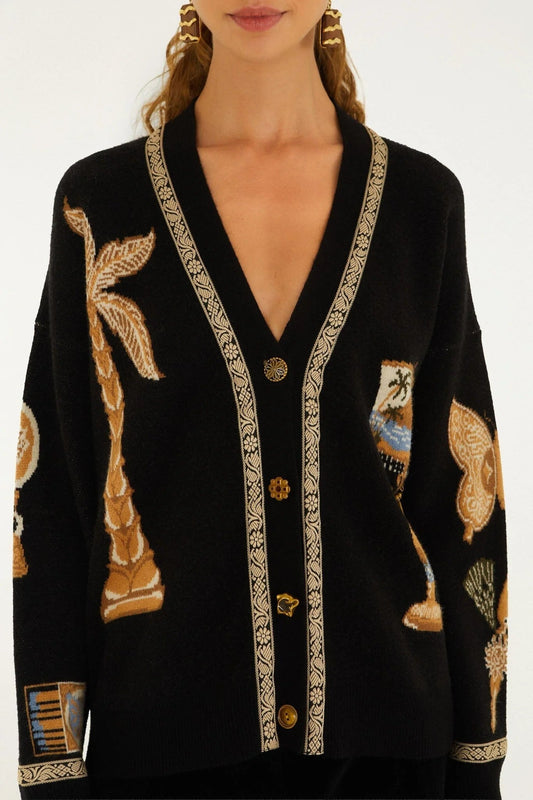 Young Ideas & Henmores -Vintage Souvenirs Knit Cardigan -26092 Black -XXS