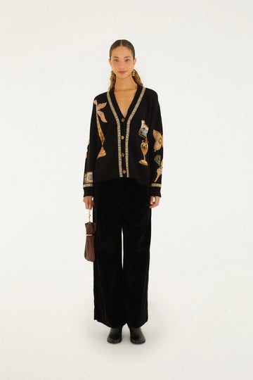 Young Ideas & Henmores -Vintage Souvenirs Knit Cardigan -26092 Black -XXS