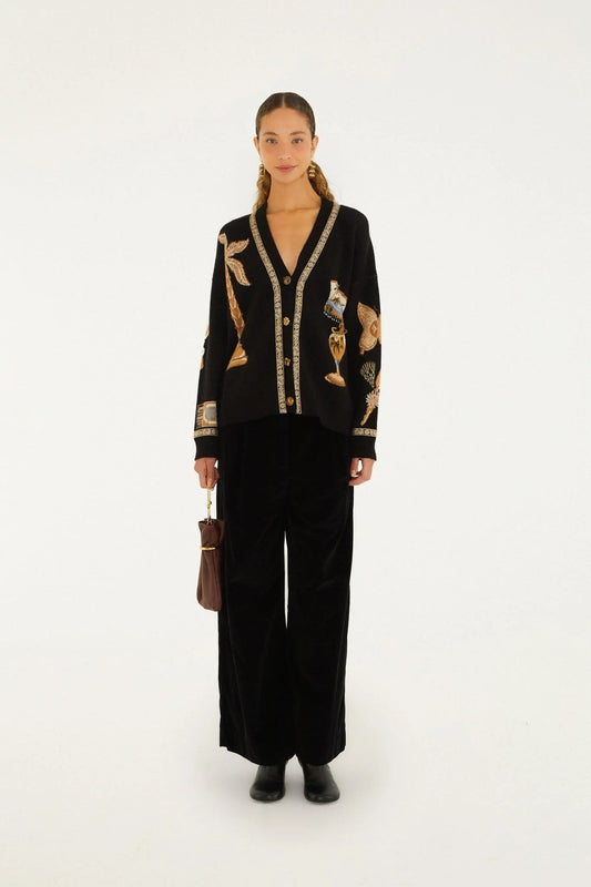 Young Ideas & Henmores -Vintage Souvenirs Knit Cardigan -26092 Black -XXS