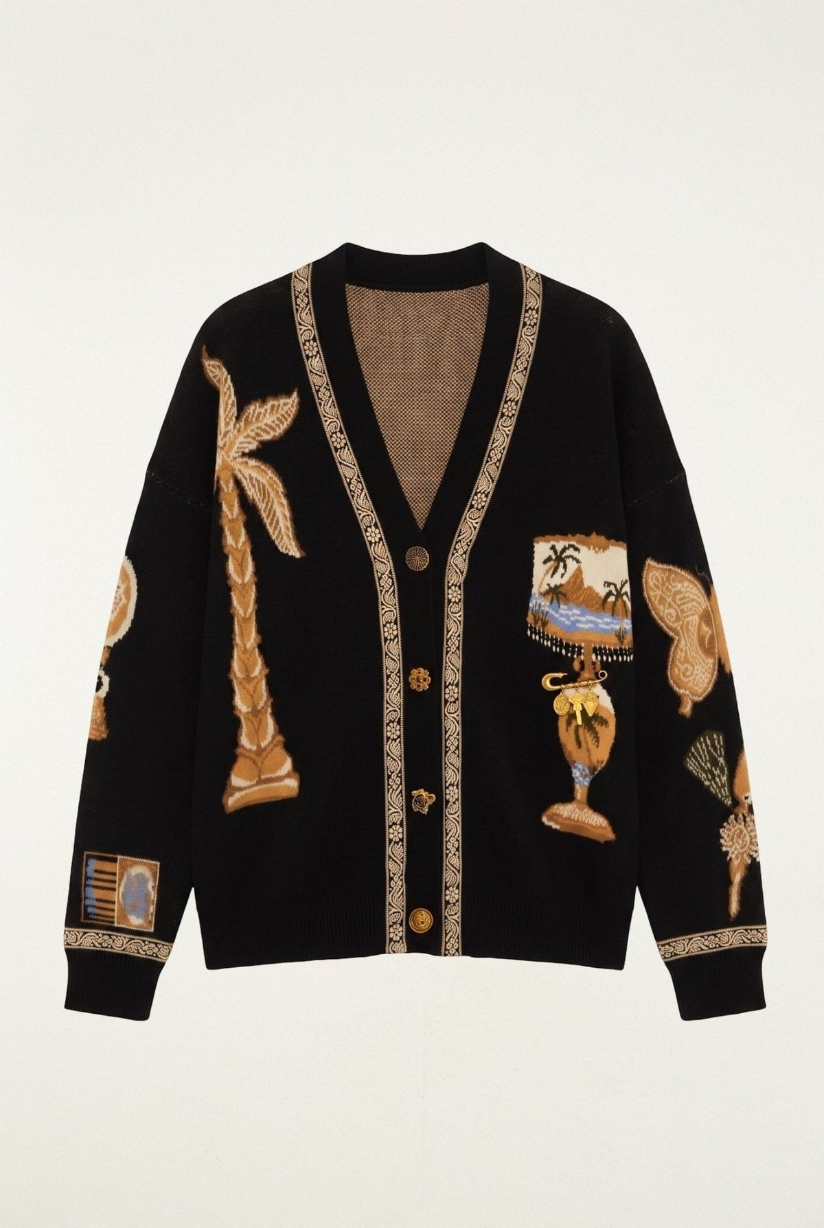 Young Ideas & Henmores -Vintage Souvenirs Knit Cardigan -26092 Black -XXS