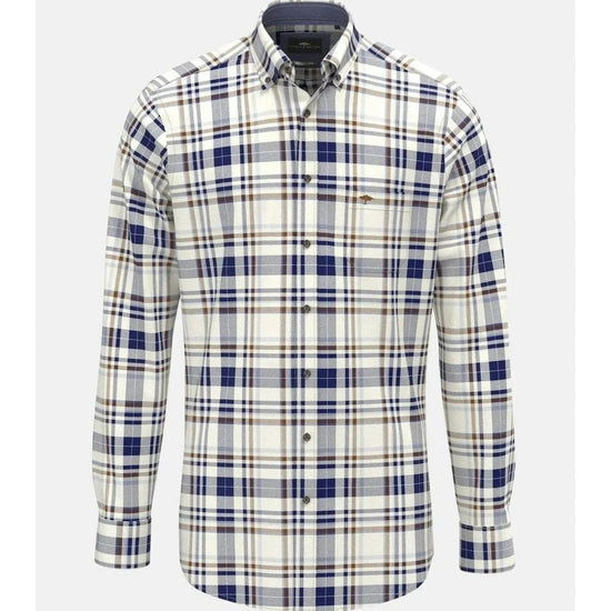 Young Ideas/Henmores - Herringbone Check Shirt - 638 Misty Blue - M