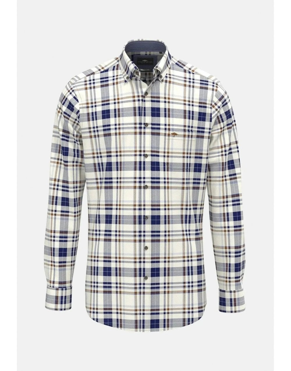 Young Ideas/Henmores - Herringbone Check Shirt - 638 Misty Blue - M