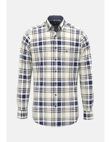 Young Ideas/Henmores - Herringbone Check Shirt - 638 Misty Blue - M