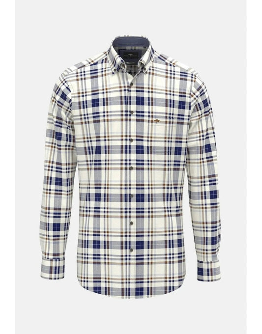 Young Ideas/Henmores - Herringbone Check Shirt - 638 Misty Blue - M