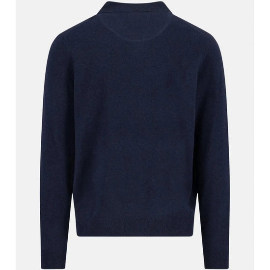 Young Ideas/Henmores - Merino Buttoned Polo Fine Knit - 690 Midnight - M