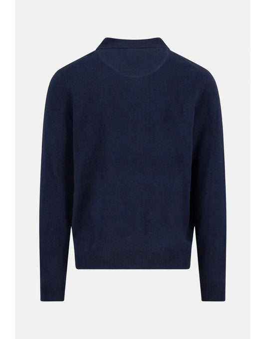 Young Ideas/Henmores - Merino Buttoned Polo Fine Knit - 690 Midnight - M