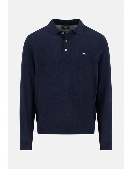 Young Ideas/Henmores - Merino Buttoned Polo Fine Knit - 690 Midnight - M