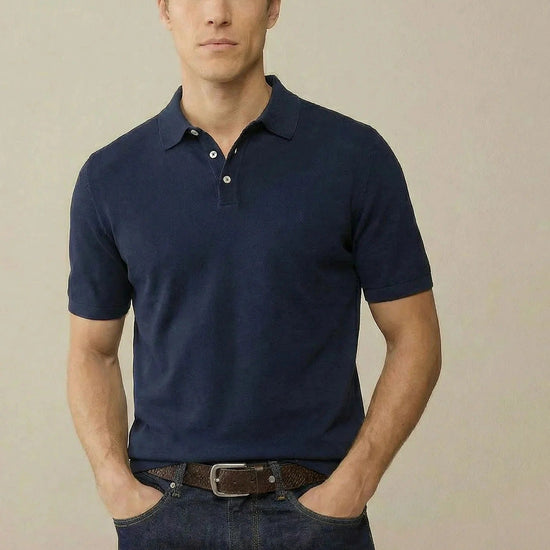 Young Ideas & Henmores - Shortsleeve knitted polo - 685 Navy - M