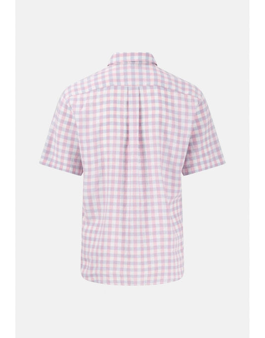 Young Ideas/Henmores - Shortsleeve Linen Check Shirt - 461 Peony - M