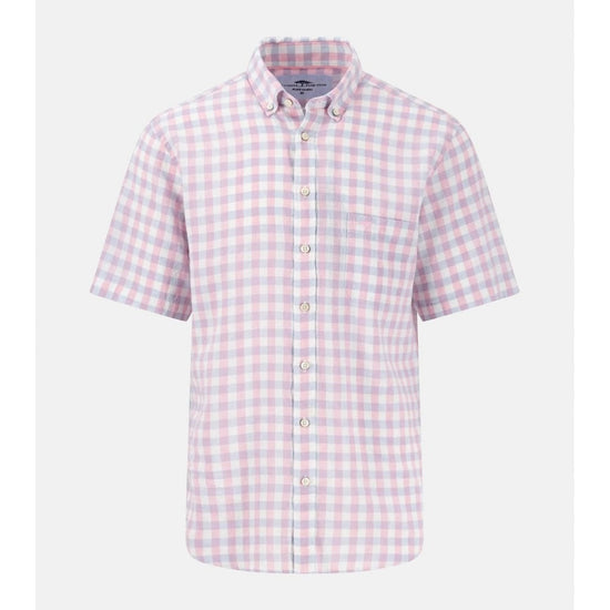 Young Ideas/Henmores - Shortsleeve Linen Check Shirt - 461 Peony - M