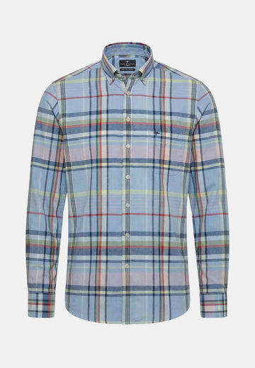 Young Ideas & Henmores - Washed Oxford Check Shirt - 653 New Breeze - M