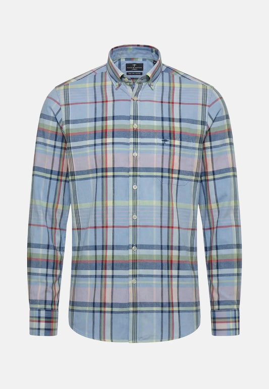 Young Ideas & Henmores - Washed Oxford Check Shirt - 653 New Breeze - M