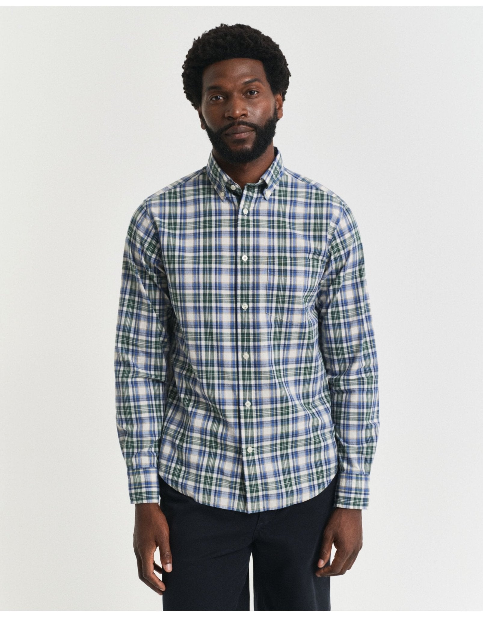 Young Ideas/Henmores - Archive Poplin Check Shirt - 338 Forest Green - M