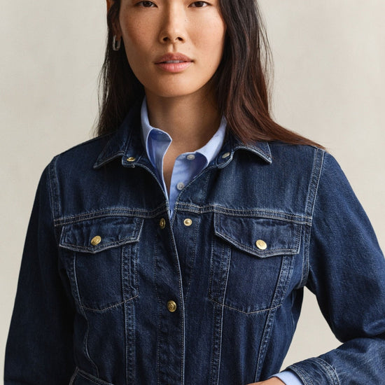 Young Ideas & Henmores -Belted Denim Midi Dress -961 Dark Blue Worn In -8