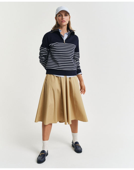 Young Ideas/Henmores - Breton Rib Half Zip Sweat - 113 Eggshell - S