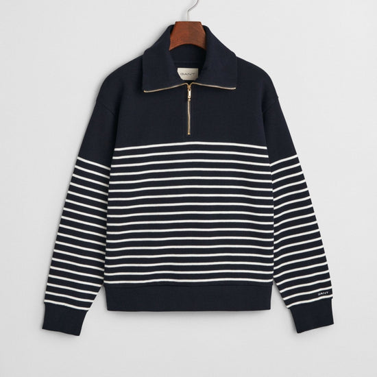 Young Ideas/Henmores - Breton Rib Half Zip Sweat - 113 Eggshell - S