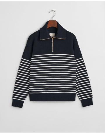 Young Ideas/Henmores - Breton Rib Half Zip Sweat - 113 Eggshell - S