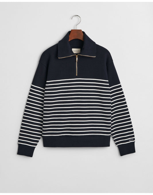 Young Ideas/Henmores - Breton Rib Half Zip Sweat - 113 Eggshell - S