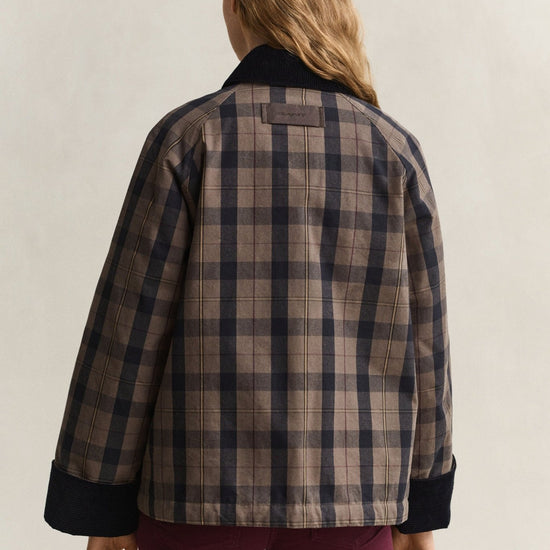 Young Ideas & Henmores -Checked Waxed Jacket -260 Faded Taupe -XS