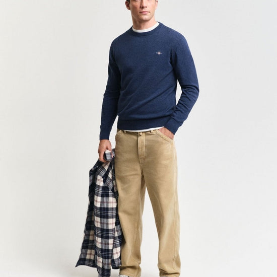 Young Ideas/Henmores - Classic Cotton Crew Neck - 902 Dark Jeansblue Melange - M