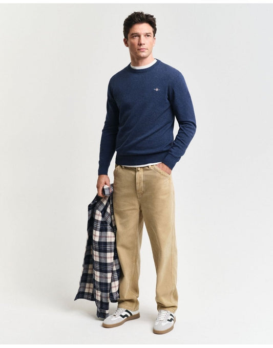 Young Ideas/Henmores - Classic Cotton Crew Neck - 902 Dark Jeansblue Melange - M