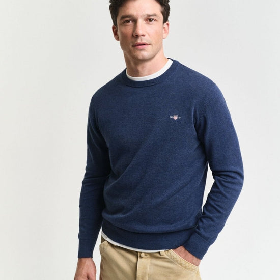Young Ideas/Henmores - Classic Cotton Crew Neck - 902 Dark Jeansblue Melange - M