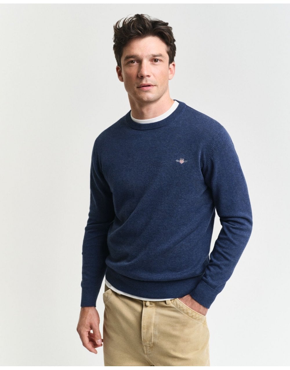 Young Ideas/Henmores - Classic Cotton Crew Neck - 902 Dark Jeansblue Melange - M