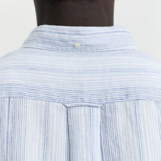 Young Ideas/Henmores - Classic Long Sleeve Stripe Shirt - 468 Capri Blue - M