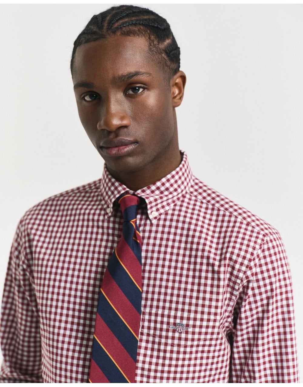 Young Ideas/Henmores - Classic Poplin Gingham Shirt - 604 Plumped Red - M