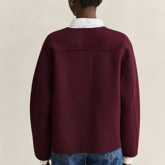 Young Ideas & Henmores -Collarless Handstitched Jacket -667 Darkened Wine -XS