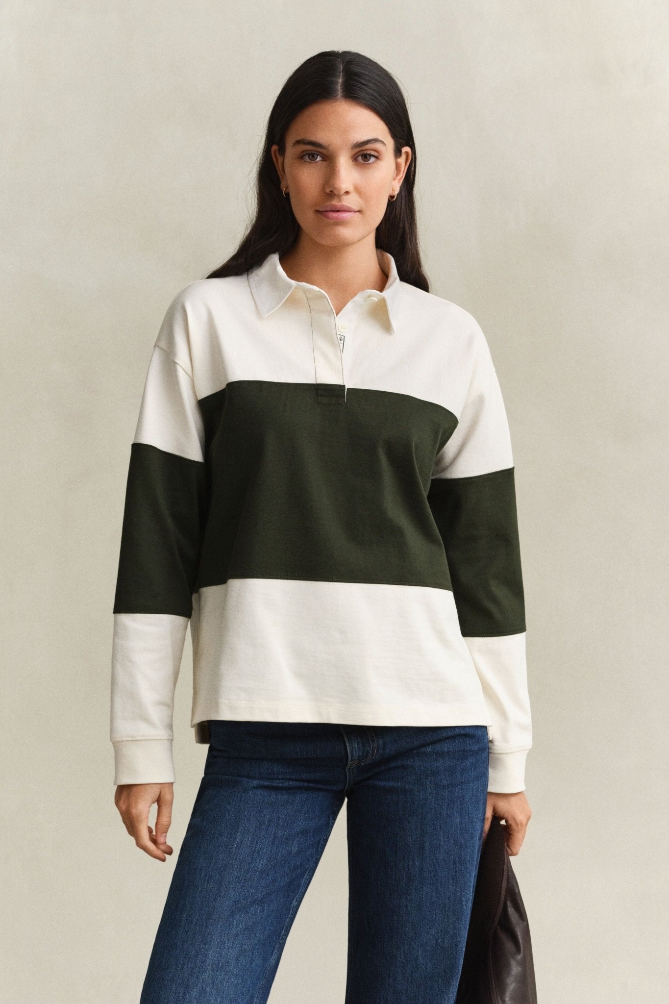 Young Ideas & Henmores -Color Blocked Heavy Rugger -377 Mossy Green -XS