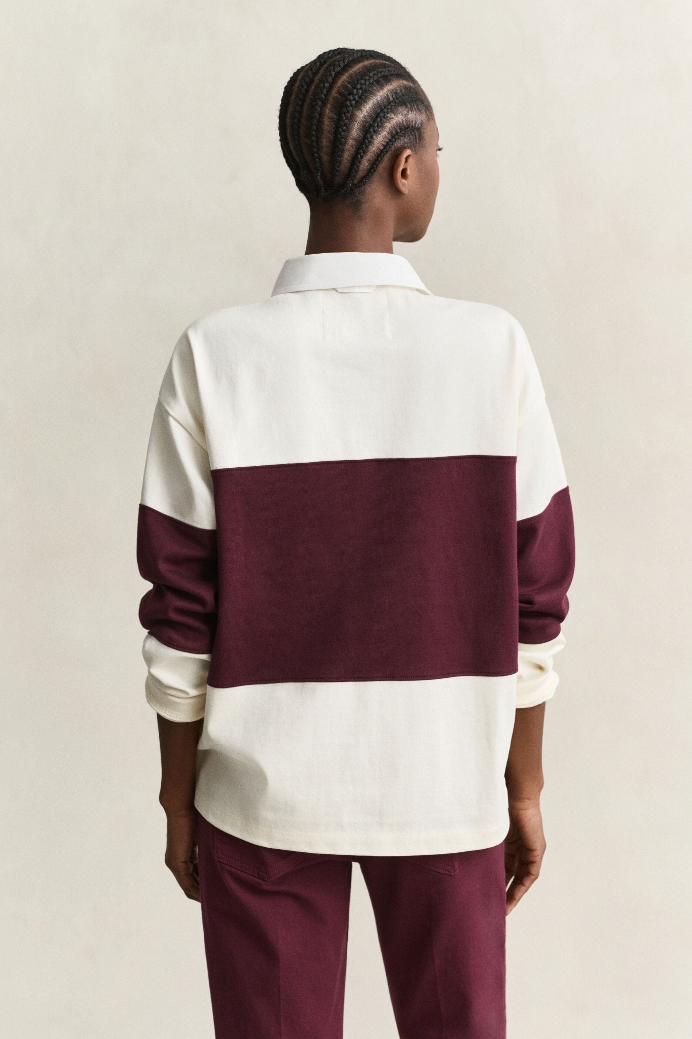 Young Ideas & Henmores -Color Blocked Heavy Rugger -667 Darkened Wine -XS
