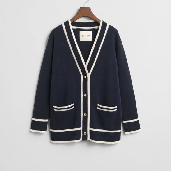 Young Ideas/Henmores - Contrast Knit Cardigan - 433 Evening Blue - S