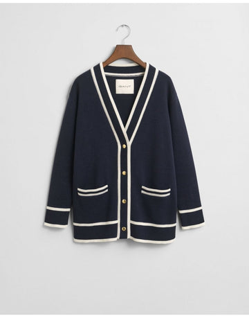 Young Ideas/Henmores - Contrast Knit Cardigan - 433 Evening Blue - S