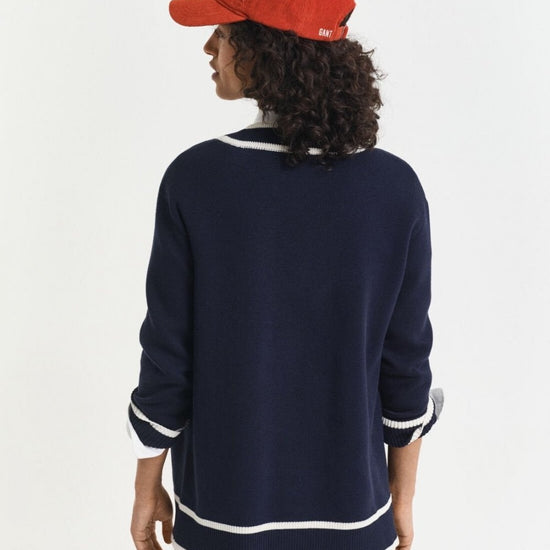 Young Ideas/Henmores - Contrast Knit Cardigan - 433 Evening Blue - S