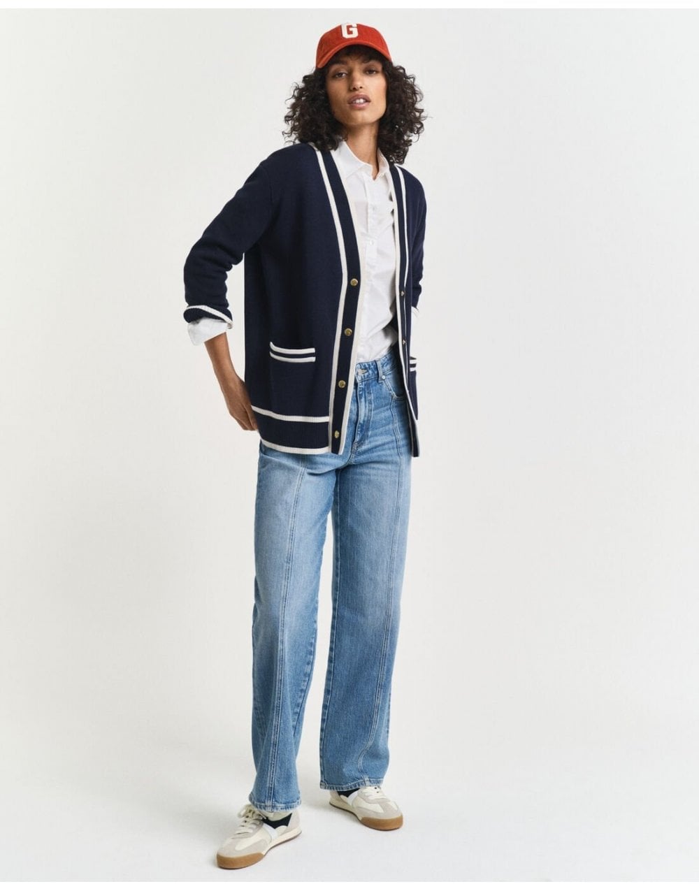 Young Ideas/Henmores - Contrast Knit Cardigan - 433 Evening Blue - S