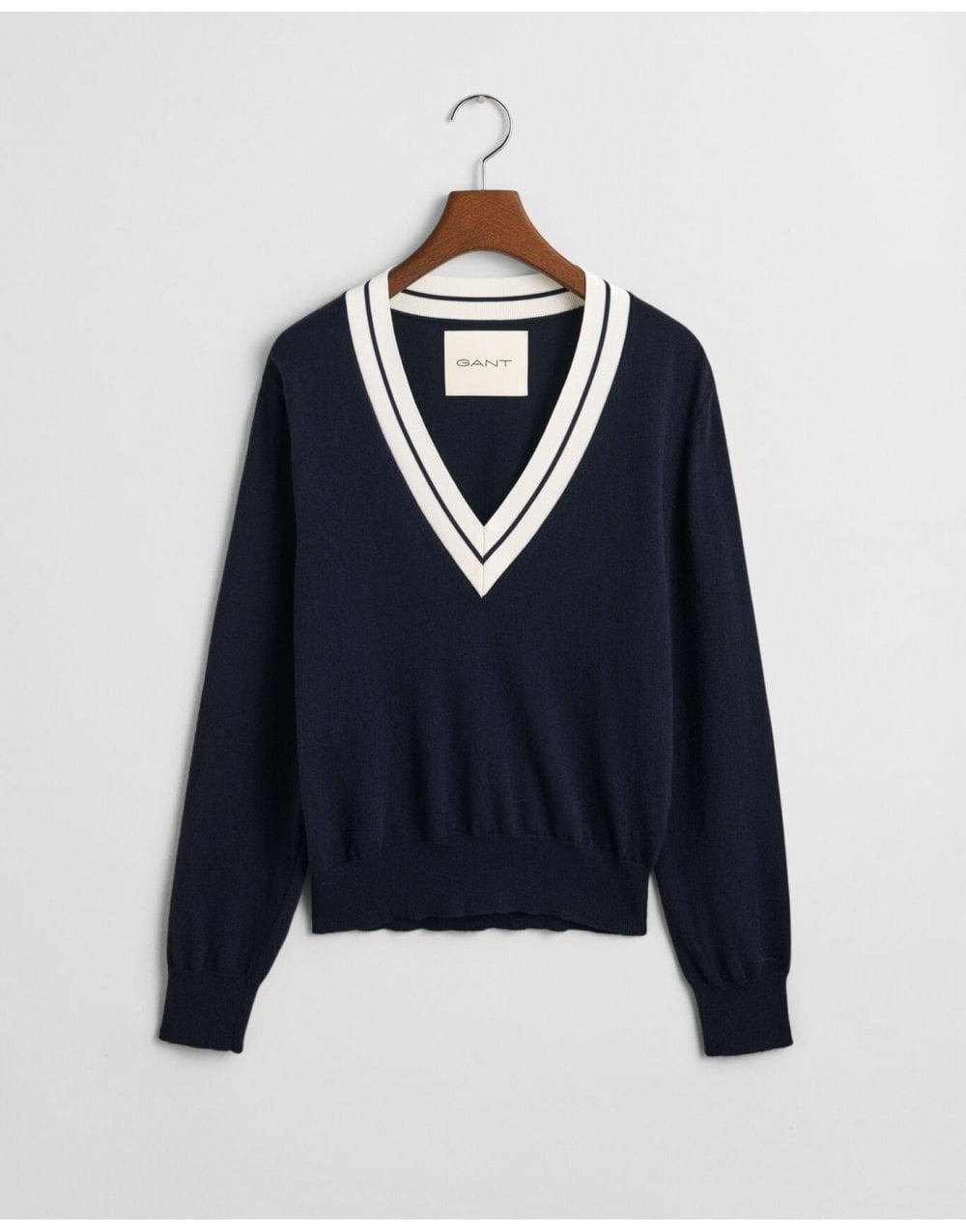 Young Ideas/Henmores - Contrast V - Neck Jumper - 433 Evening Blue - S