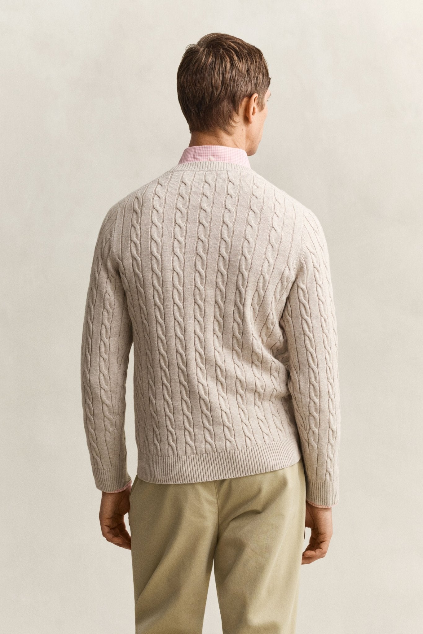 Young Ideas & Henmores - Cotton Cable Crew Neck Jumper - 906 Denim Blue Melange - M