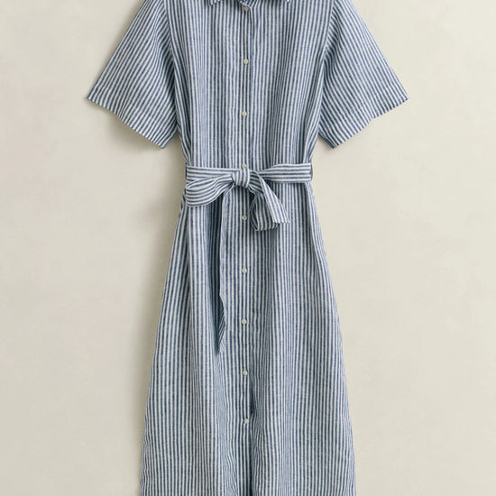 Young Ideas & Henmores - Cotton Pleated SS Shirt Dress - 433 Evening Blue - 8