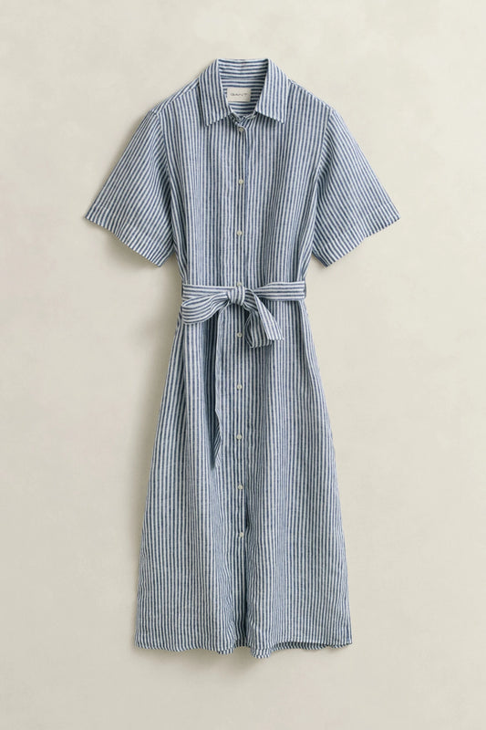 Young Ideas & Henmores - Cotton Pleated SS Shirt Dress - 433 Evening Blue - 8