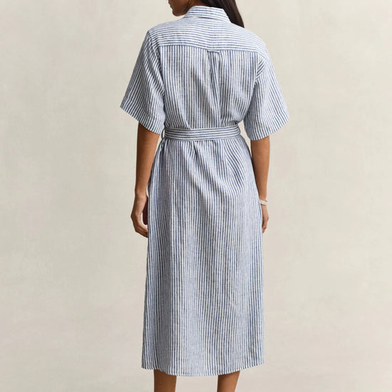 Young Ideas & Henmores - Cotton Pleated SS Shirt Dress - 433 Evening Blue - 8